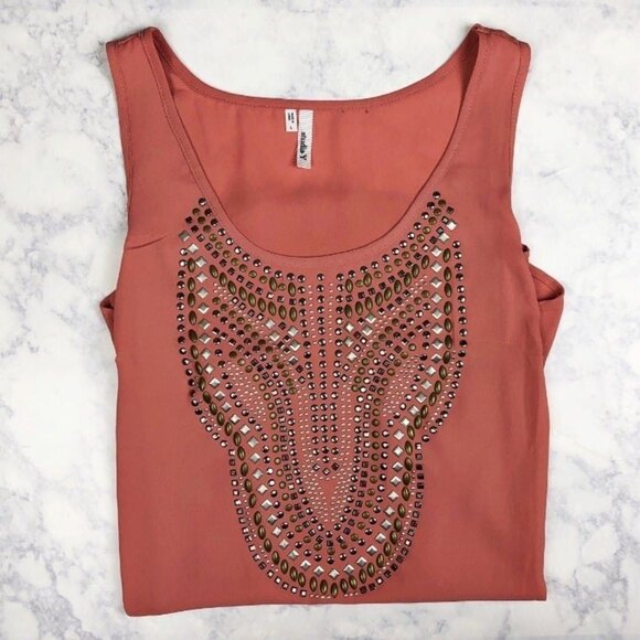 Studio Y Pink Studded Chiffon Tank | Large - Picture 3 of 3